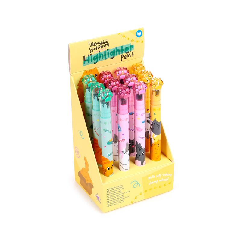 Afbeelding laden in galerijviewer, Beans co katten 2-in-1 highlighter stempelwiel pen
