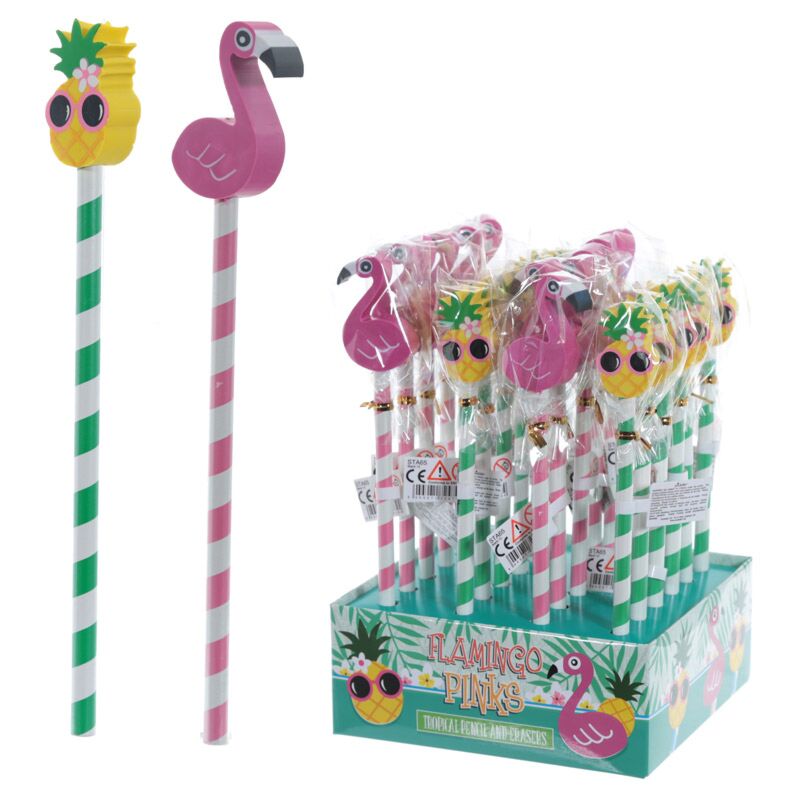 Afbeelding laden in galerijviewer, Flamingo en ananas - gum potlood
