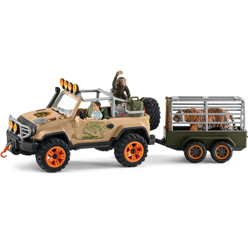 Afbeelding laden in galerijviewer, Schleich WILD LIFE SUV 4X4 met Lier 42410
