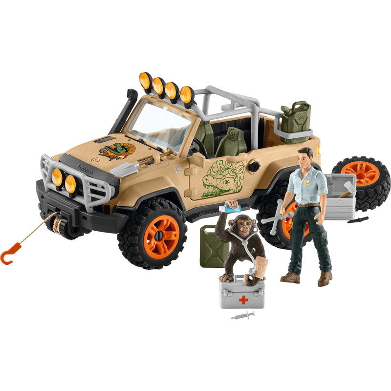 Afbeelding laden in galerijviewer, Schleich WILD LIFE SUV 4X4 met Lier 42410
