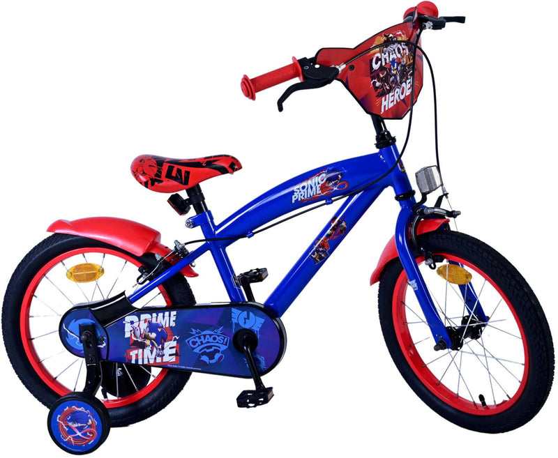 Afbeelding laden in galerijviewer, Sonic prime kinderfiets - jongens - 16 inch - blauw rood - twee handremmen
