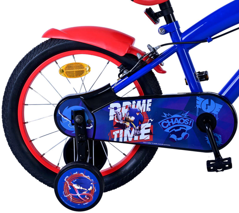 Afbeelding laden in galerijviewer, Sonic prime kinderfiets - jongens - 16 inch - blauw rood - twee handremmen
