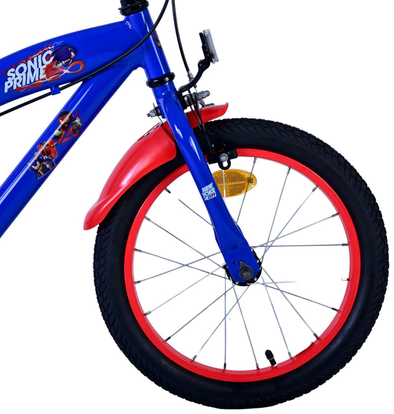 Afbeelding laden in galerijviewer, Sonic prime kinderfiets - jongens - 16 inch - blauw rood - twee handremmen
