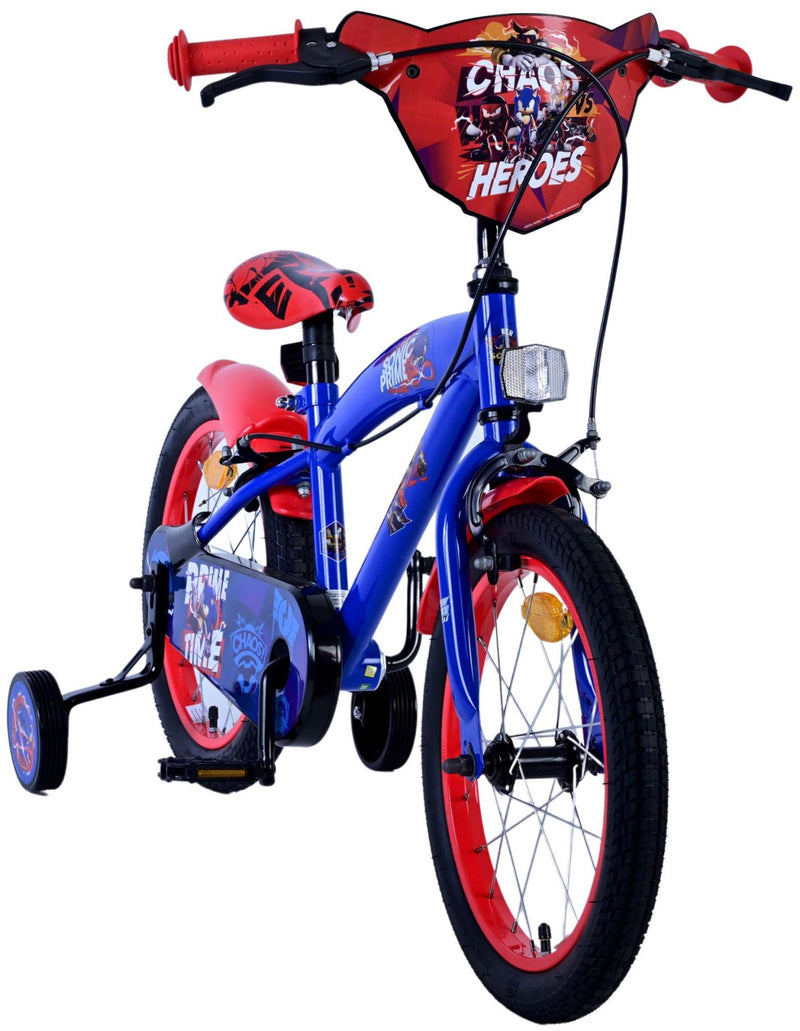Afbeelding laden in galerijviewer, Sonic prime kinderfiets - jongens - 16 inch - blauw rood - twee handremmen
