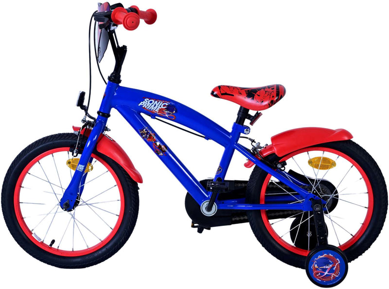 Afbeelding laden in galerijviewer, Sonic prime kinderfiets - jongens - 16 inch - blauw rood - twee handremmen
