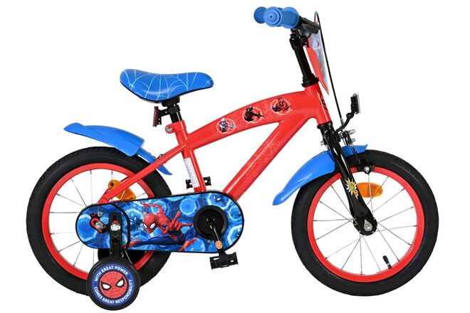 Afbeelding laden in galerijviewer, Spiderman marvel spider-man kinderfiets - jongens - 14 inch - rood blauw
