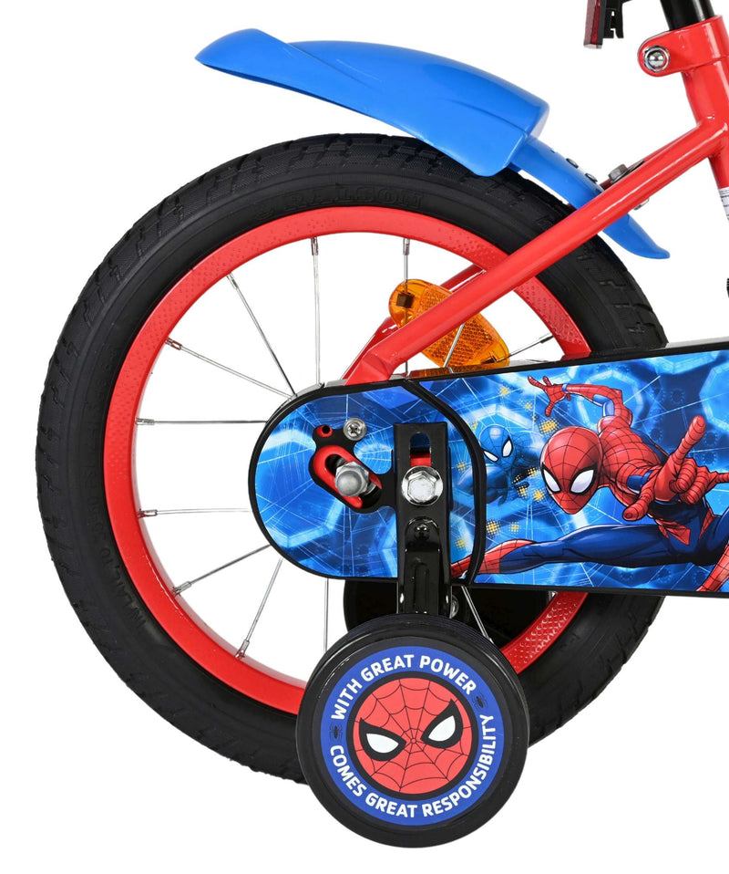 Afbeelding laden in galerijviewer, Spiderman marvel spider-man kinderfiets - jongens - 14 inch - rood blauw
