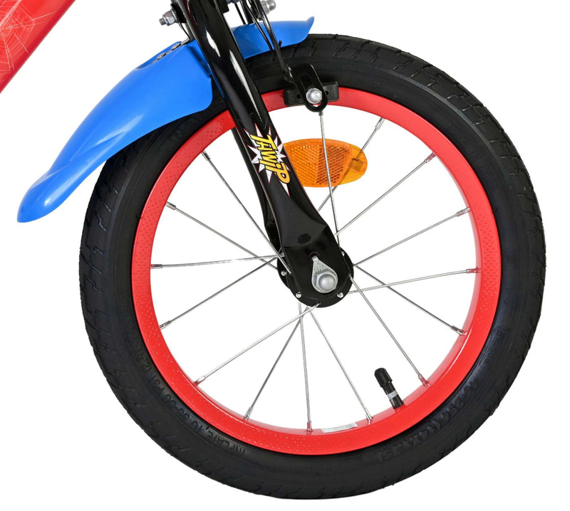 Afbeelding laden in galerijviewer, Spiderman marvel spider-man kinderfiets - jongens - 14 inch - rood blauw
