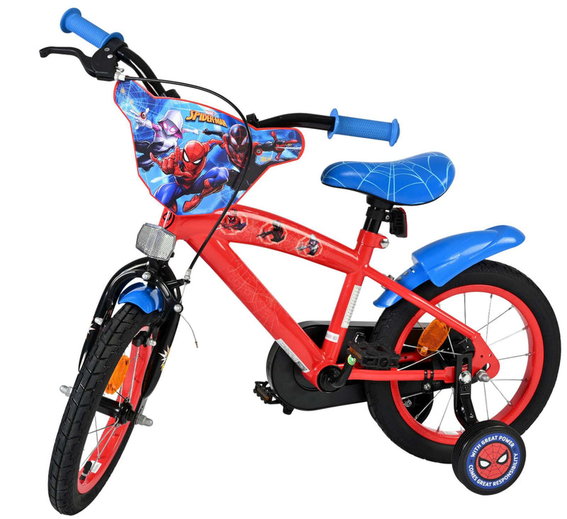 Afbeelding laden in galerijviewer, Spiderman marvel spider-man kinderfiets - jongens - 14 inch - rood blauw
