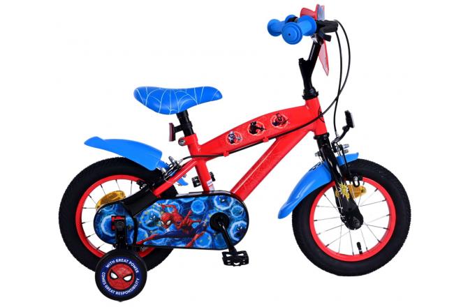Afbeelding laden in galerijviewer, Ultimate Spider-Man Kinderfiets - Jongens - 12 inch - Blauw Rood - Twee handremmen
