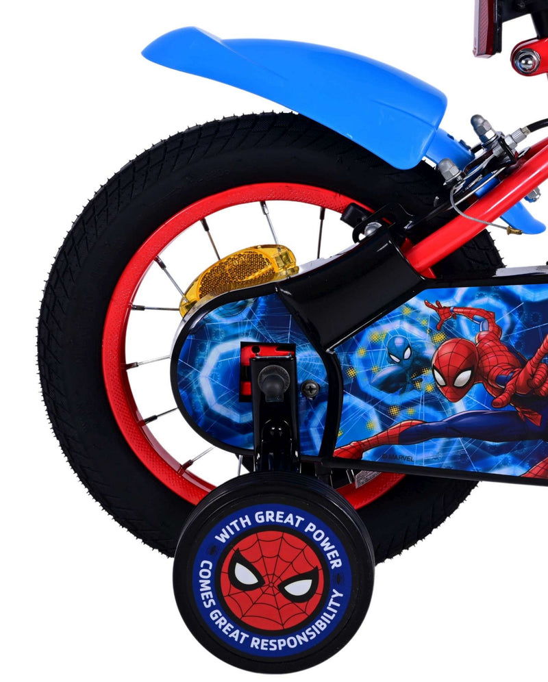 Afbeelding laden in galerijviewer, Ultimate Spider-Man Kinderfiets - Jongens - 12 inch - Blauw Rood - Twee handremmen

