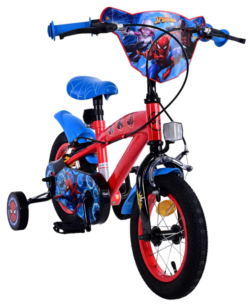 Afbeelding laden in galerijviewer, Ultimate Spider-Man Kinderfiets - Jongens - 12 inch - Blauw Rood - Twee handremmen
