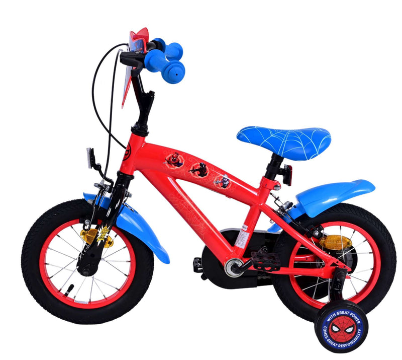 Afbeelding laden in galerijviewer, Ultimate Spider-Man Kinderfiets - Jongens - 12 inch - Blauw Rood - Twee handremmen
