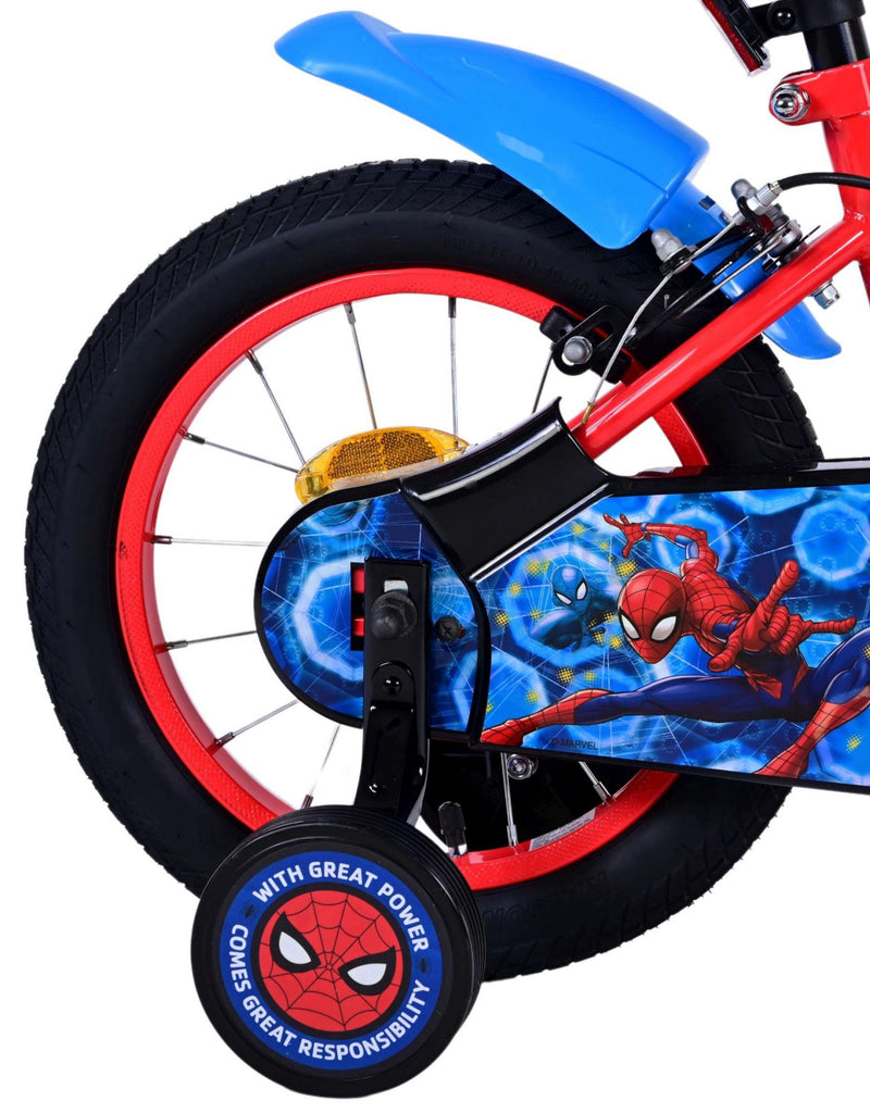 Afbeelding laden in galerijviewer, Spiderman ultimate spider-man kinderfiets - jongens - 14 inch - blauw rood - twee handremmen
