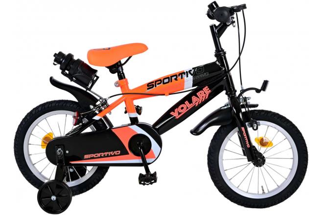 Afbeelding laden in galerijviewer, Volare Sportivo Kinderfiets Jongens 14 inch Neon Oranje Zwart Twee Handremmen
