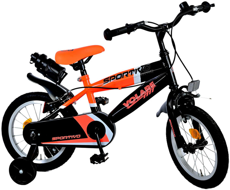 Afbeelding laden in galerijviewer, Volare Sportivo Kinderfiets Jongens 14 inch Neon Oranje Zwart Twee Handremmen
