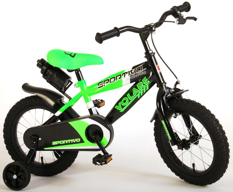 Afbeelding laden in galerijviewer, Volare Sportivo Kinderfiets Jongens 14 inch Neon Groen Zwart 95% afgemonteerd
