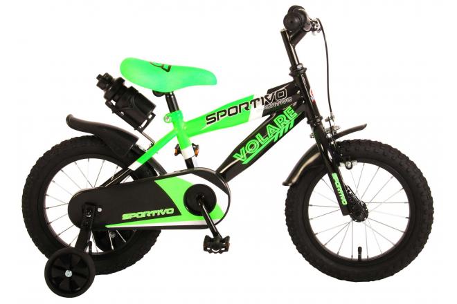 Afbeelding laden in galerijviewer, Volare Sportivo Kinderfiets Jongens 14 inch Neon Groen Zwart 95% afgemonteerd
