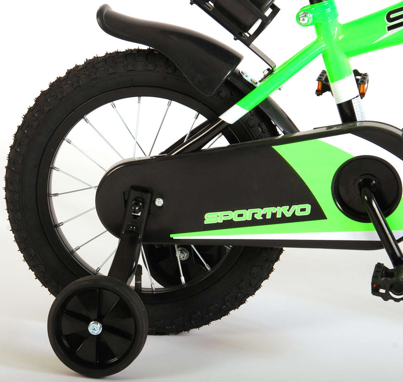 Afbeelding laden in galerijviewer, Volare Sportivo Kinderfiets Jongens 14 inch Neon Groen Zwart 95% afgemonteerd
