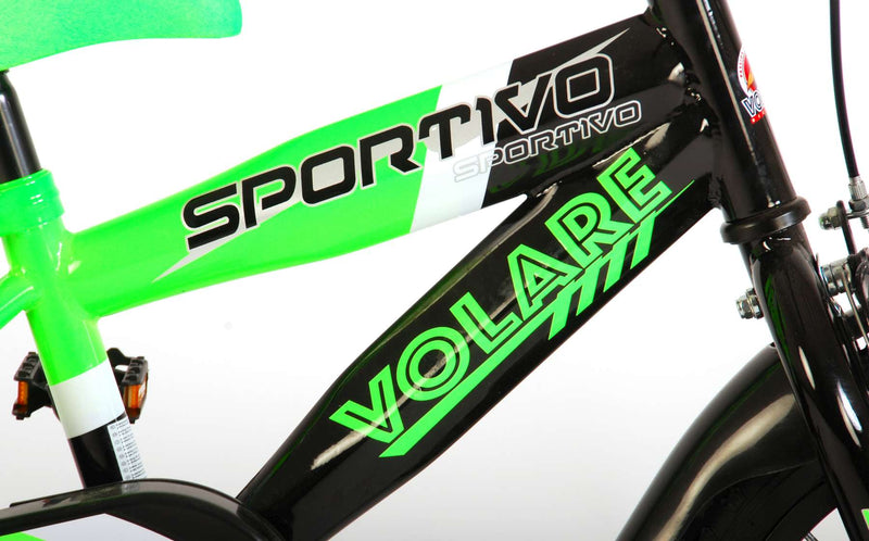 Afbeelding laden in galerijviewer, Volare Sportivo Kinderfiets Jongens 14 inch Neon Groen Zwart 95% afgemonteerd
