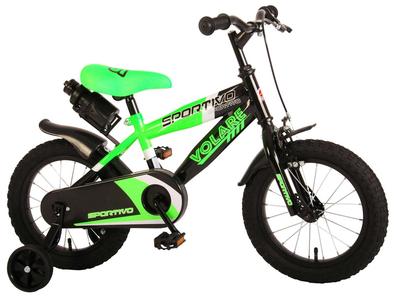 Afbeelding laden in galerijviewer, Volare Sportivo Kinderfiets Jongens 14 inch Neon Groen Zwart 95% afgemonteerd
