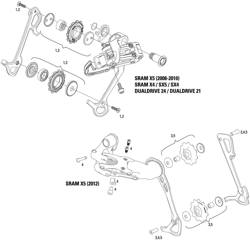 Afbeelding laden in galerijviewer, Sram achterderailleur x5 rear derail. x5 10-sp long cage b
