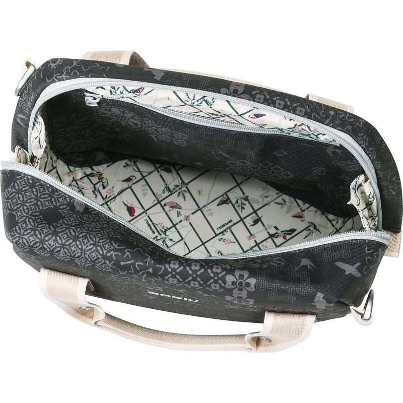 Afbeelding laden in galerijviewer, Basil Bohème City Bag - elegante groene hand-, schouder- en stuurtas voor dames, geschikt voor elektrische fietsen en stadsfietsen - zwart
