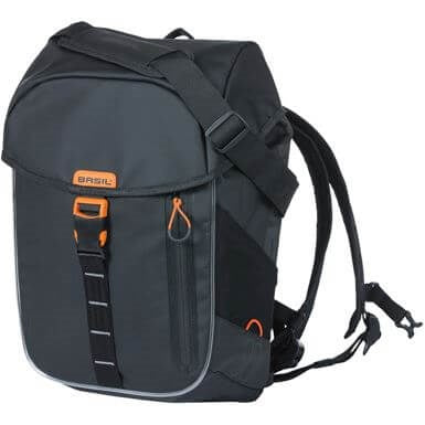 Basil Miles Tarpaulin fietsrugzak Nordlicht - Waterdichte zwarte rugzak voor fietsers - 17L - Unisex - Sportief - Zwart