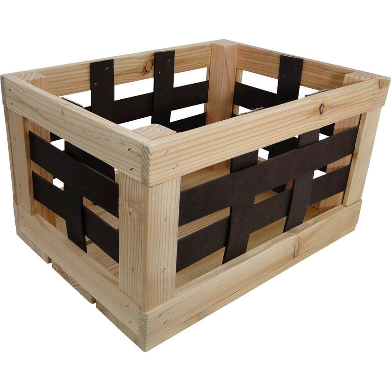 Afbeelding laden in galerijviewer, Fietskrat leren raster 20L 40x29x24cm
