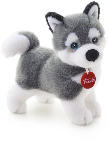Trudi - classic knuffel hond husky marcus 22 cm - handgemaakt in italie - hoge kwaliteit pluche knuffel - knuffeldier voor jongens en meisjes - grijs wit - 11x22x21 cm maat s
