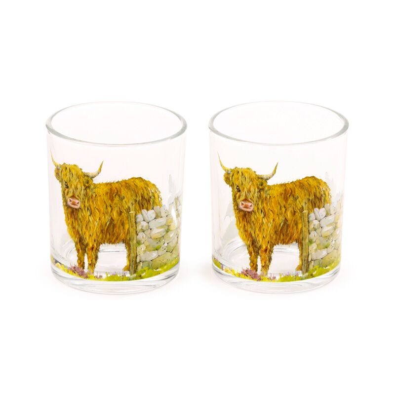 Afbeelding laden in galerijviewer, Jan pashley highland koe set 2 glazen drinkglazen 250ml
