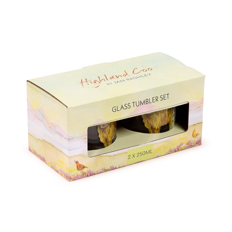 Afbeelding laden in galerijviewer, Jan pashley highland koe set 2 glazen drinkglazen 250ml
