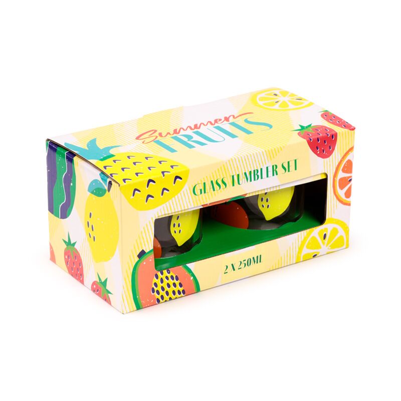 Afbeelding laden in galerijviewer, Zomer fruit set 2 glazen drinkglazen 250ml
