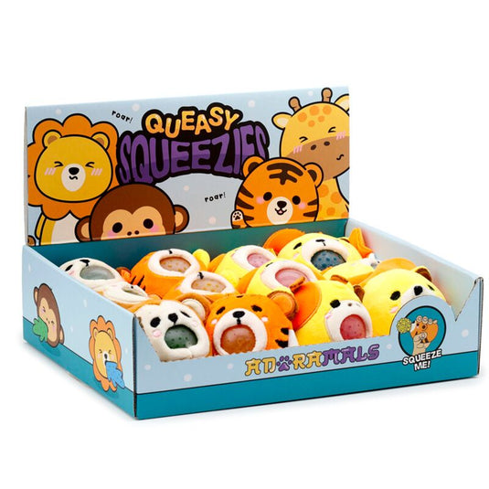 Queasy squeezies adoramals leeuw giraffe aap en tijger pluche speelgoed