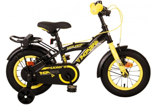 Afbeelding laden in galerijviewer, Volare Thombike Kinderfiets - Jongens - 12 inch - Zwart Geel - Twee Handremmen
