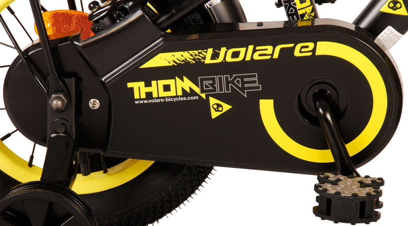 Afbeelding laden in galerijviewer, Volare Thombike Kinderfiets - Jongens - 12 inch - Zwart Geel - Twee Handremmen
