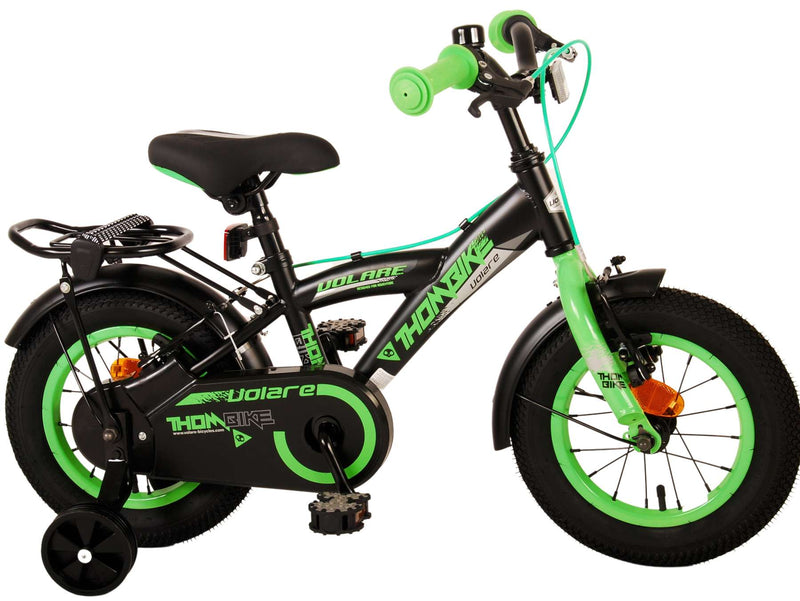 Afbeelding laden in galerijviewer, Volare Thombike Kinderfiets Jongens 12 inch Zwart Groen Twee Handremmen
