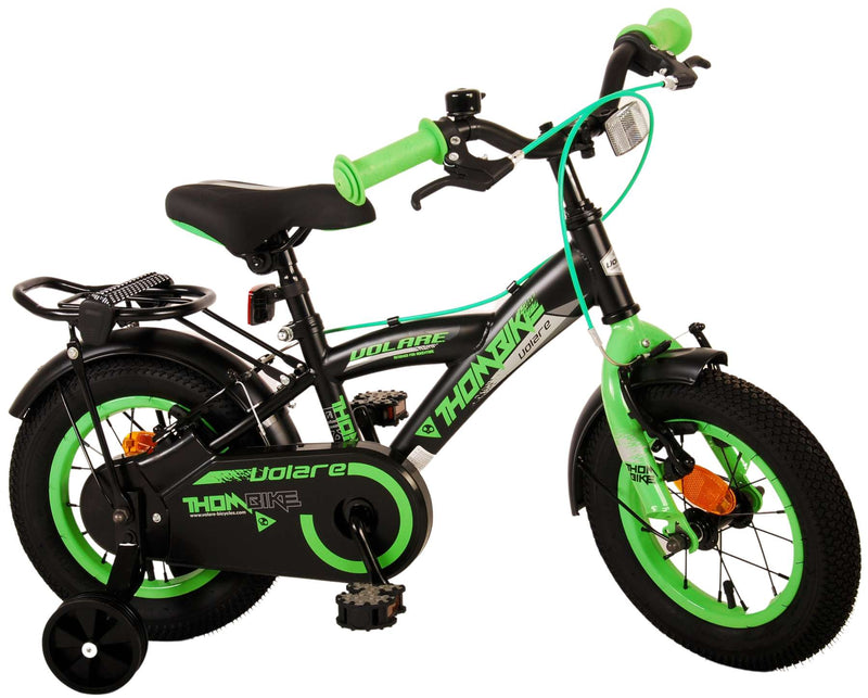 Afbeelding laden in galerijviewer, Volare Thombike Kinderfiets Jongens 12 inch Zwart Groen Twee Handremmen
