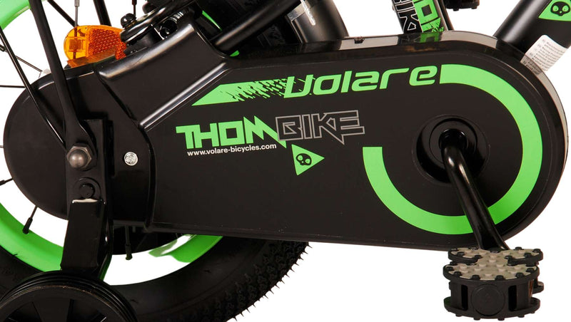 Afbeelding laden in galerijviewer, Volare Thombike Kinderfiets Jongens 12 inch Zwart Groen Twee Handremmen
