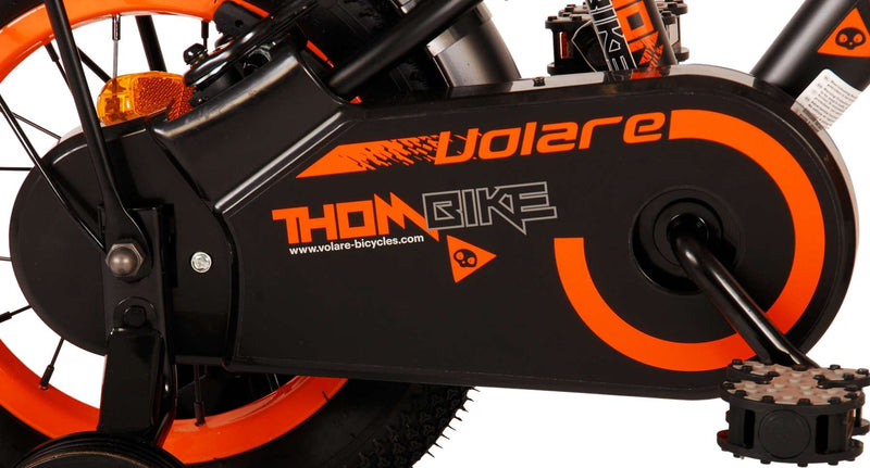 Afbeelding laden in galerijviewer, Volare Thombike Kinderfiets - Jongens - 12 inch - Zwart Oranje - Twee Handremmen
