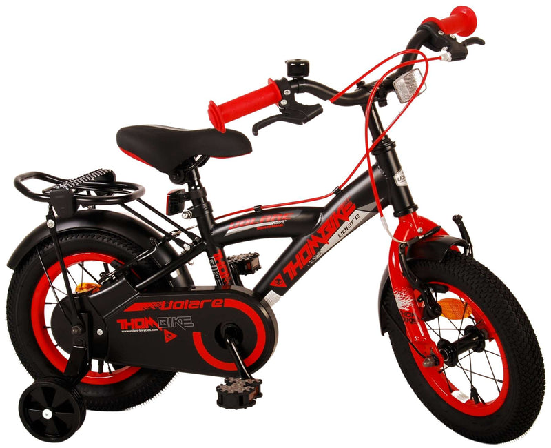 Afbeelding laden in galerijviewer, Volare Thombike Kinderfiets Jongens 12 inch Zwart Rood Twee Handremmen
