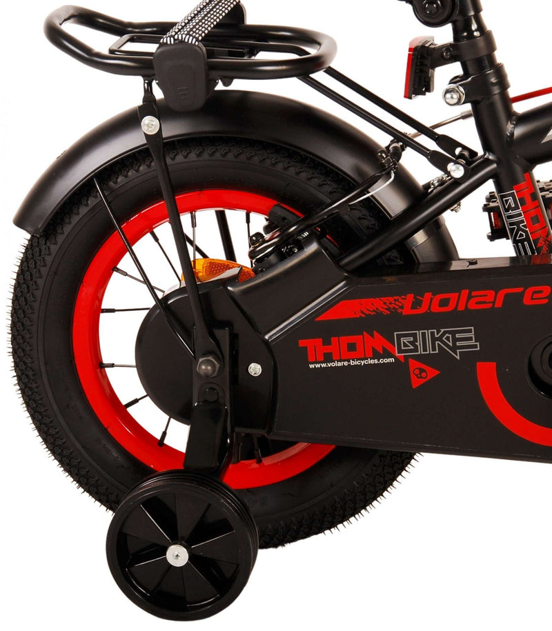 Afbeelding laden in galerijviewer, Volare Thombike Kinderfiets Jongens 12 inch Zwart Rood Twee Handremmen
