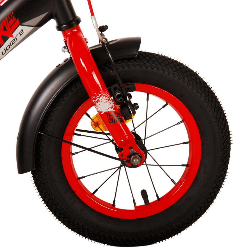 Afbeelding laden in galerijviewer, Volare Thombike Kinderfiets Jongens 12 inch Zwart Rood Twee Handremmen
