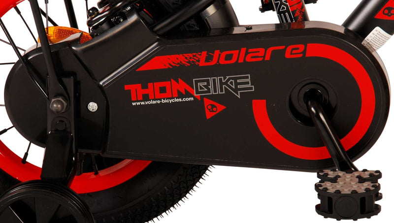Afbeelding laden in galerijviewer, Volare Thombike Kinderfiets Jongens 12 inch Zwart Rood Twee Handremmen
