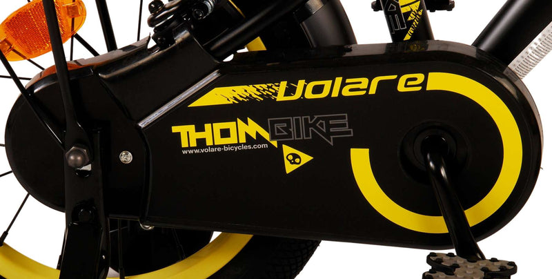 Afbeelding laden in galerijviewer, Volare Thombike Kinderfiets Jongens 14 inch Zwart Geel Twee Handremmen
