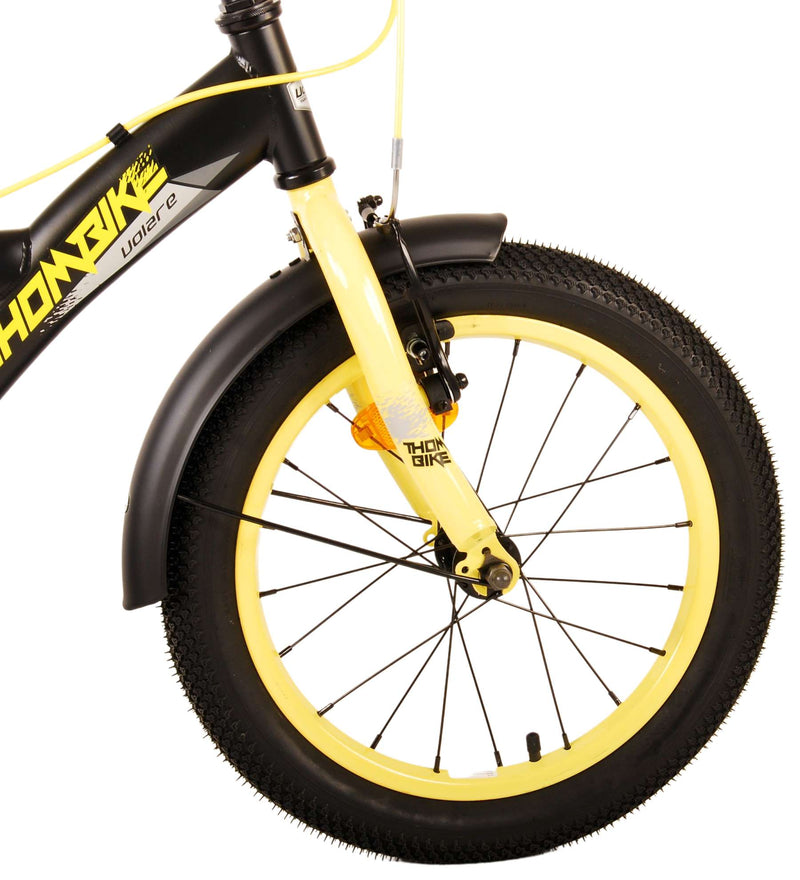 Afbeelding laden in galerijviewer, Volare Thombike Kinderfiets Jongens 16 inch Zwart Geel Twee Handremmen
