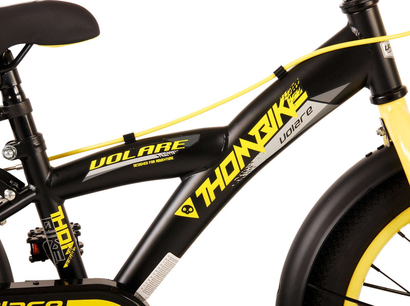 Afbeelding laden in galerijviewer, Volare Thombike Kinderfiets Jongens 16 inch Zwart Geel Twee Handremmen

