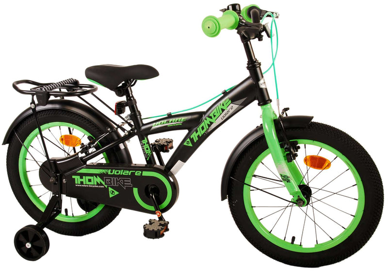 Afbeelding laden in galerijviewer, Volare Thombike Kinderfiets - Jongens - 16 inch - Zwart Groen - Twee Handremmen
