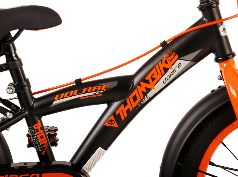 Afbeelding laden in galerijviewer, Volare Thombike Kinderfiets Jongens 16 inch Zwart Oranje Twee Handremmen
