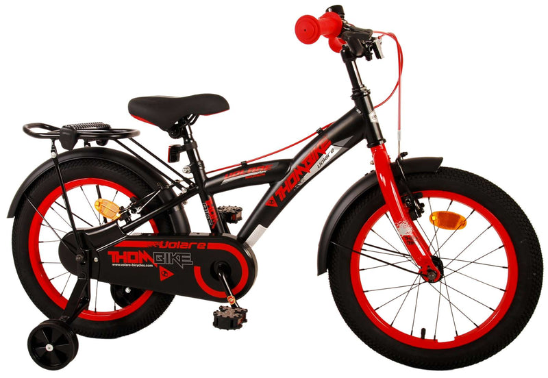 Afbeelding laden in galerijviewer, Volare Thombike Kinderfiets - Jongens - 16 inch - Zwart Rood - Twee Handremmen
